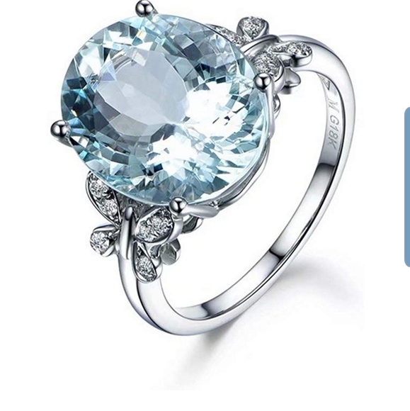 Rhinestone butterfly ring with natural topaz - Picture 3 of 5